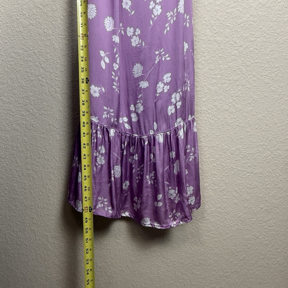 Saltwater Luxe Lilac Peony Floral Midi Slip Dress Tie Front Empire Waist Sz S - Picture 5 of 5